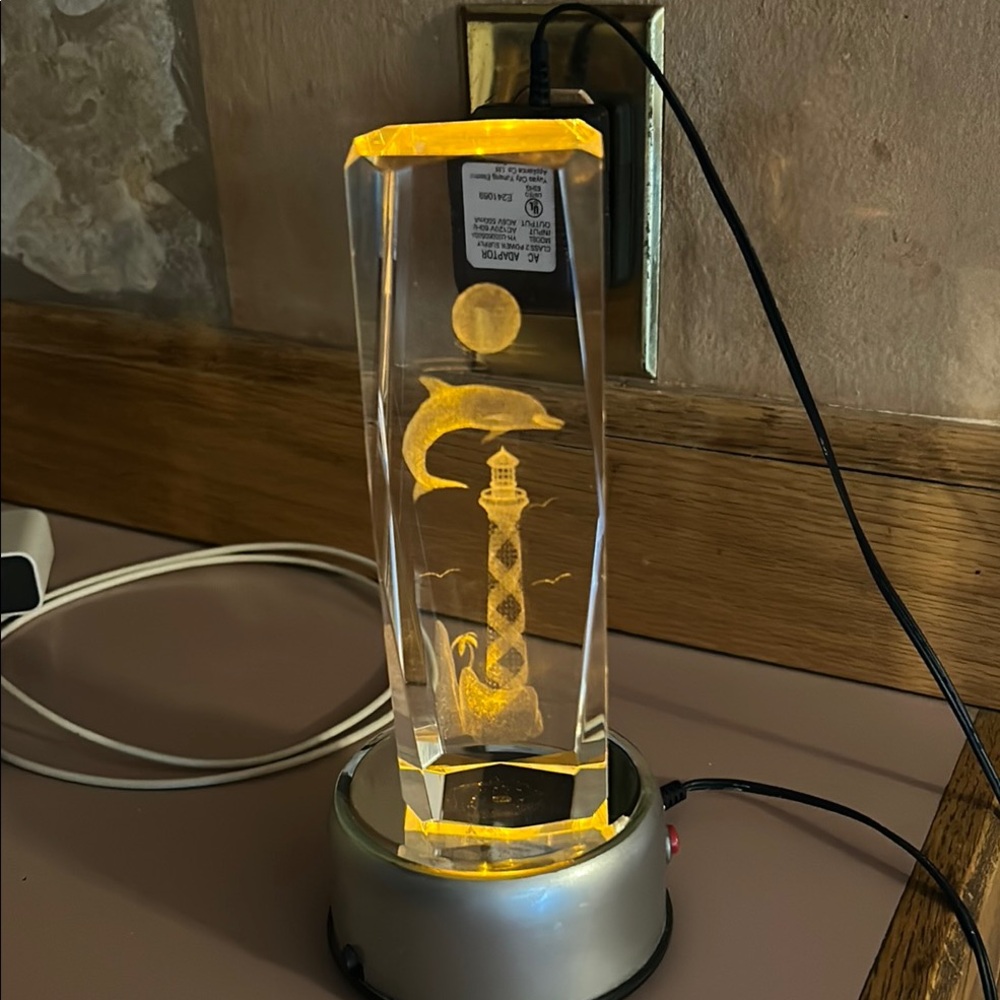 3D Crystal Dolphin and Lighthouse LED Light